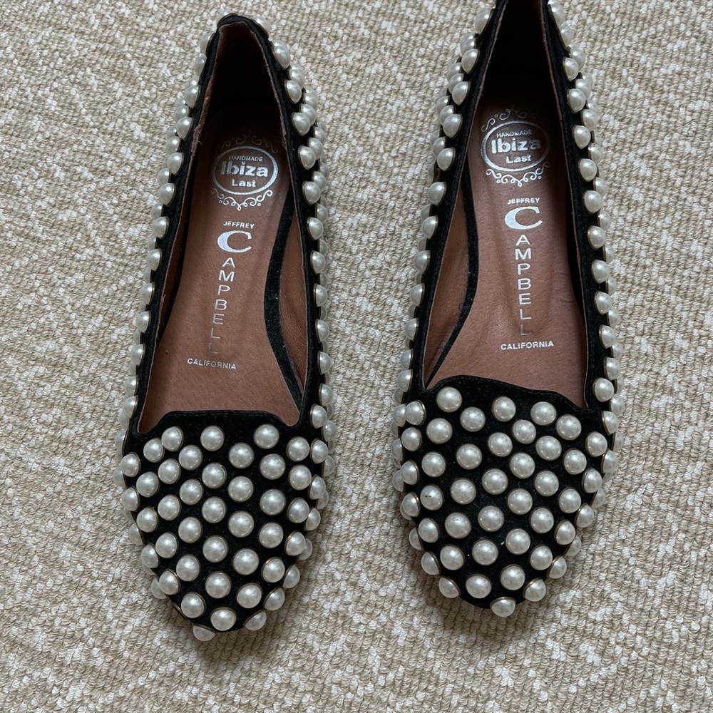 Jeffrey campbell Ibiza flats - pearl studded, size 6